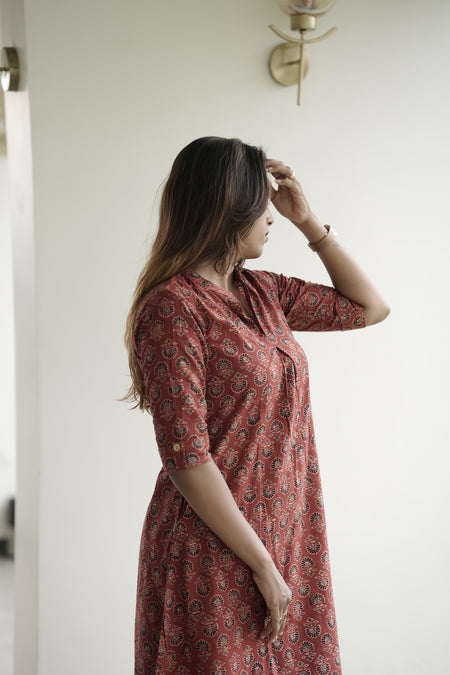 Block print midi dress