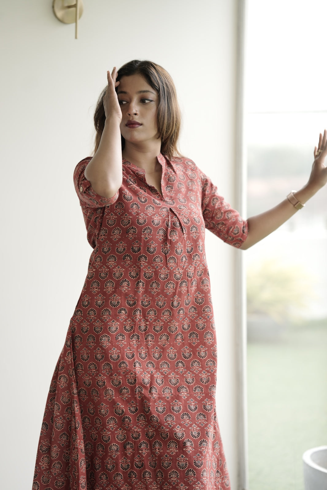Block print midi dress