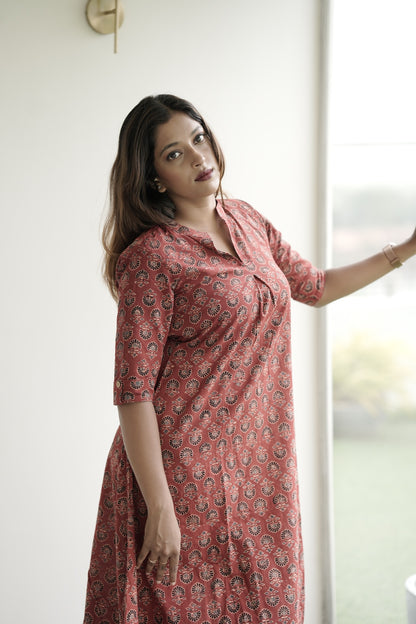 Block print midi dress