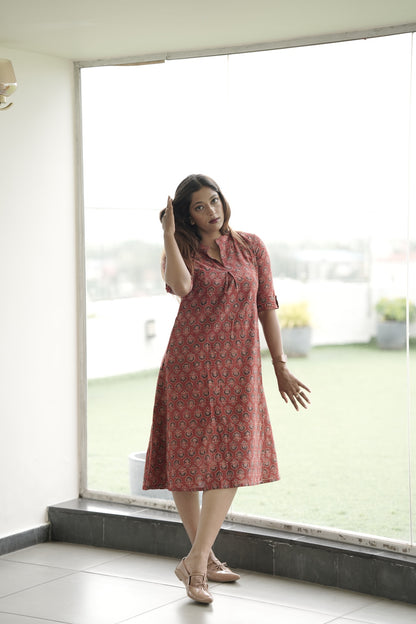 Block print midi dress