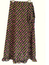 Tiered Wrap Around Skirt with Ruffle, Yellow Floral Print, Cotton Wrap Skirt