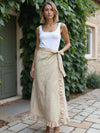 Tiered Wrap Skirt with Ruffle, Chevron Print Cotton Wraparound Skirt
