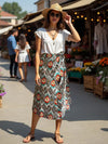 Knee Length Wrap Skirt, Grey Ikat Geometric Print, Cotton Wraparound Skirt, Summer Wear