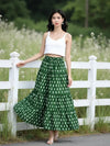 Green Peace Block Print Tiered Skirt, Boho Gypsy Cotton Skirt, Full Length Ethnic Summer Skirt